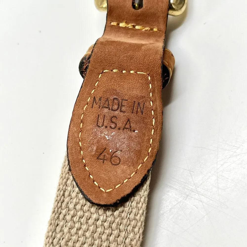 Vtg Zeppelin Mens Manatee Tan Brown Leather Belt Size 46 XL Nautical Brass USA